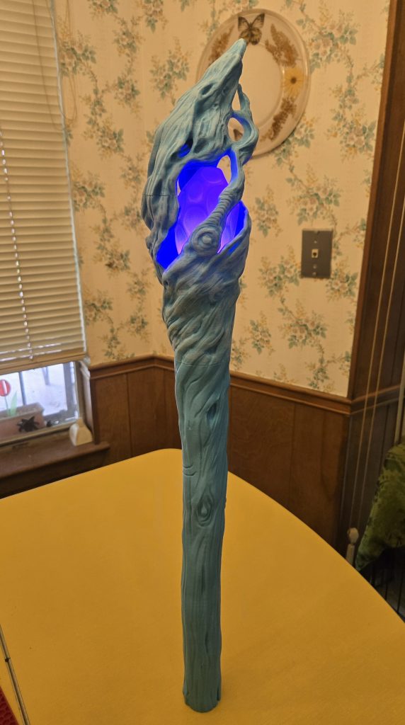 Gandalf Staff 3D printed prop lit before paint