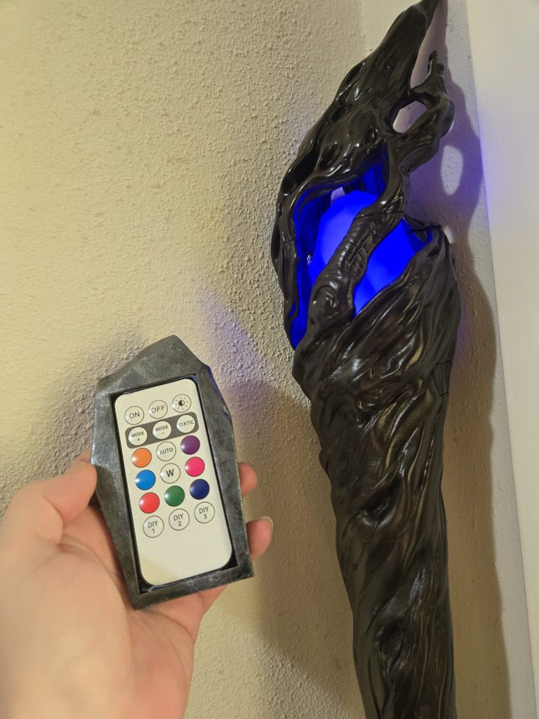 Gandalf Staff 3D printed base coat painted with lit and remote